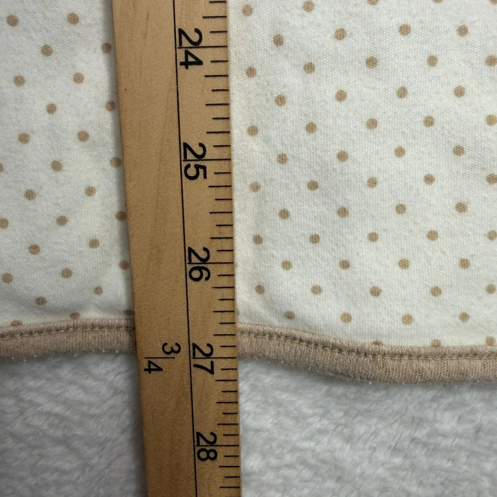 VTG Gymboree Baby Blanket Reversible Organic Cotton Bear Hug Polka Dot Cream Tan
